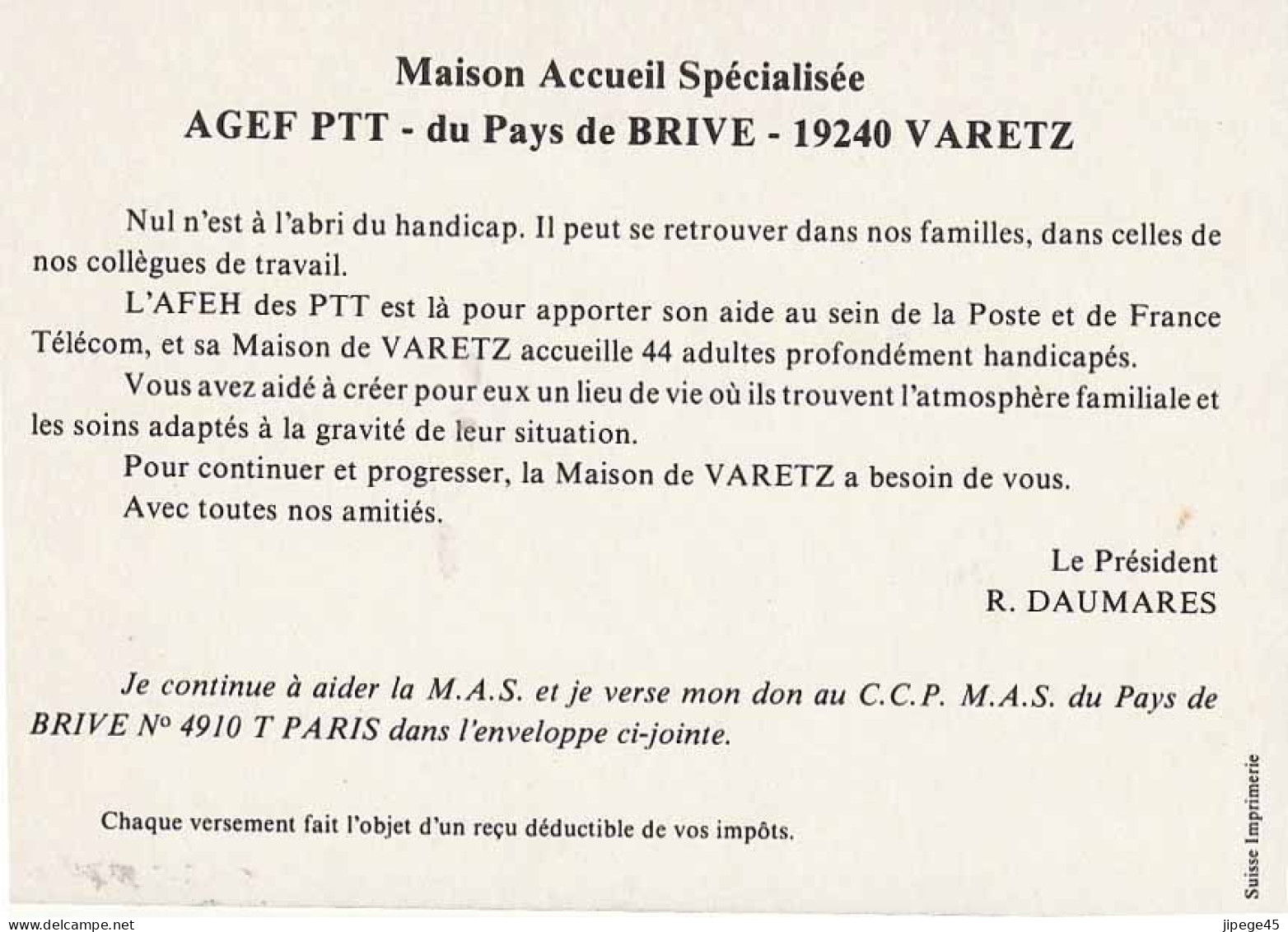 CPM - VARETZ - Maison D'accueil Spécialisée  AGEF PTT - Brive La Gaillarde