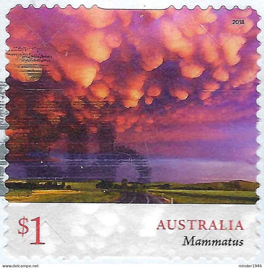 AUSTRALIA 2018 $1 Multicoloured, Cloudscapes-Mammatus Die-Cut Self Adhesive Used - Gebruikt