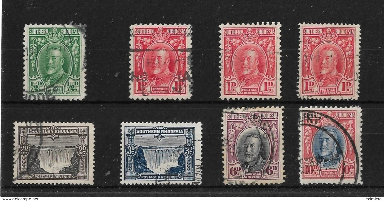 SOUTHERN RHODESIA 1931 - 1937 VALUES TO 10d SG 15,16,16a,16b,17,18,20,22 FINE USED Cat £25+ - Zuid-Rhodesië (...-1964)