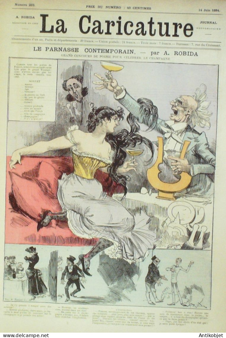 La Caricature 1884 N°233 Le Parnasse Contemporain Robida Loys Monde Renversé Sorel Job - Riviste - Ante 1900