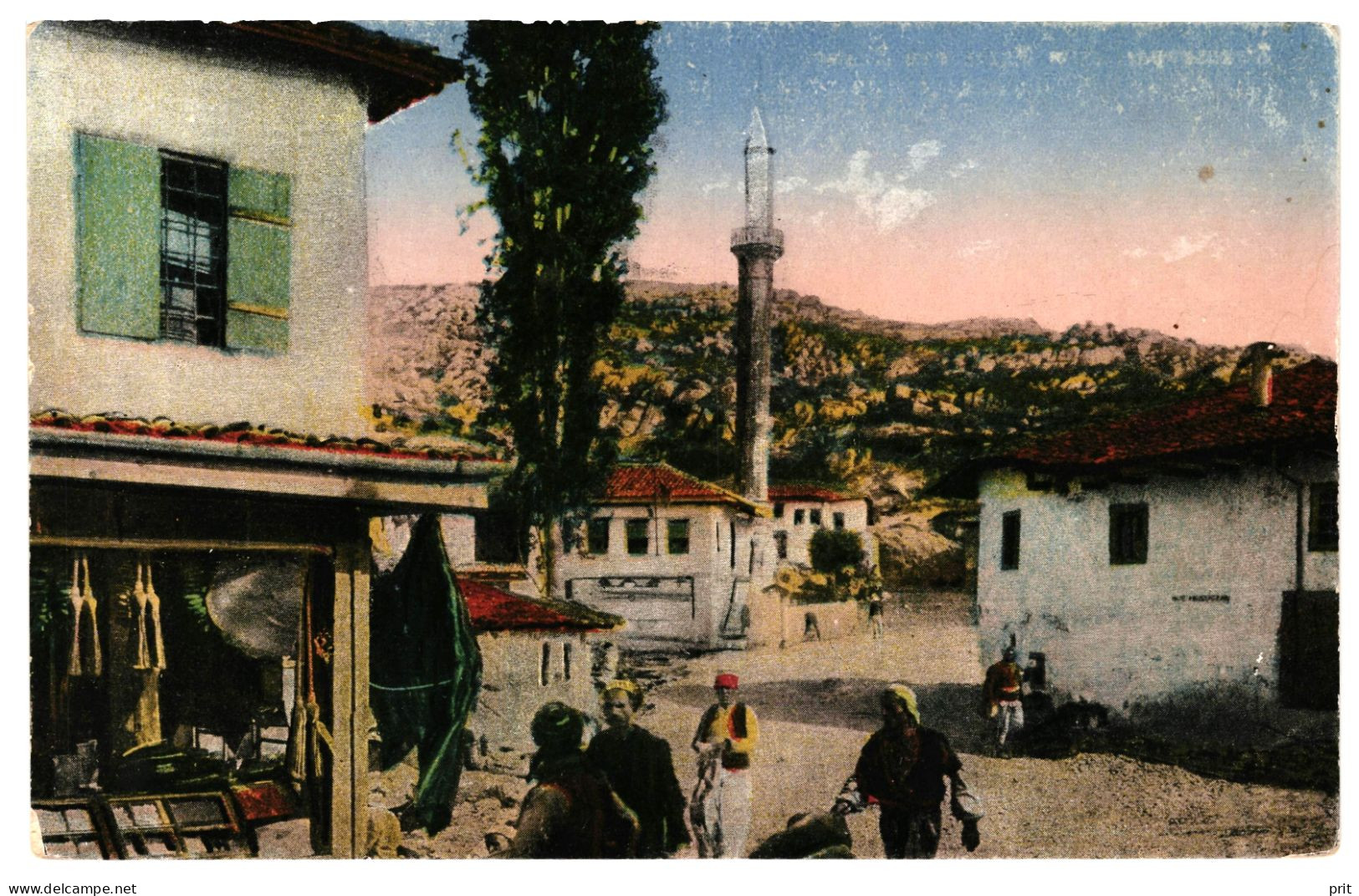 Street Scene In The Bazaar Of Skutari Shkodër Albania 1910s Unused Postcard. Publisher Isidor Münzer, Skutari - Albania