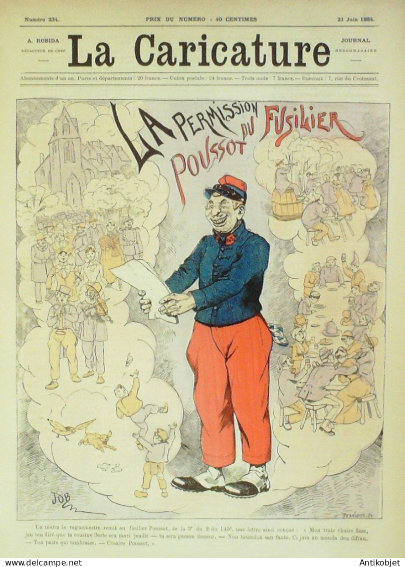La Caricature 1884 N°234 Permission Du Fusilier Poussot Draner Canne Sorel Job Trock - Zeitschriften - Vor 1900