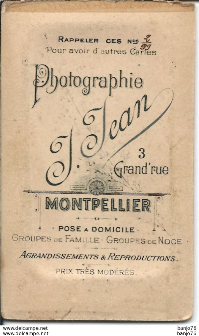 Photo Originale Format Carte De Visite - Portrait Homme - Par Photographe J. Jean  - Montpellier - Anonymous Persons