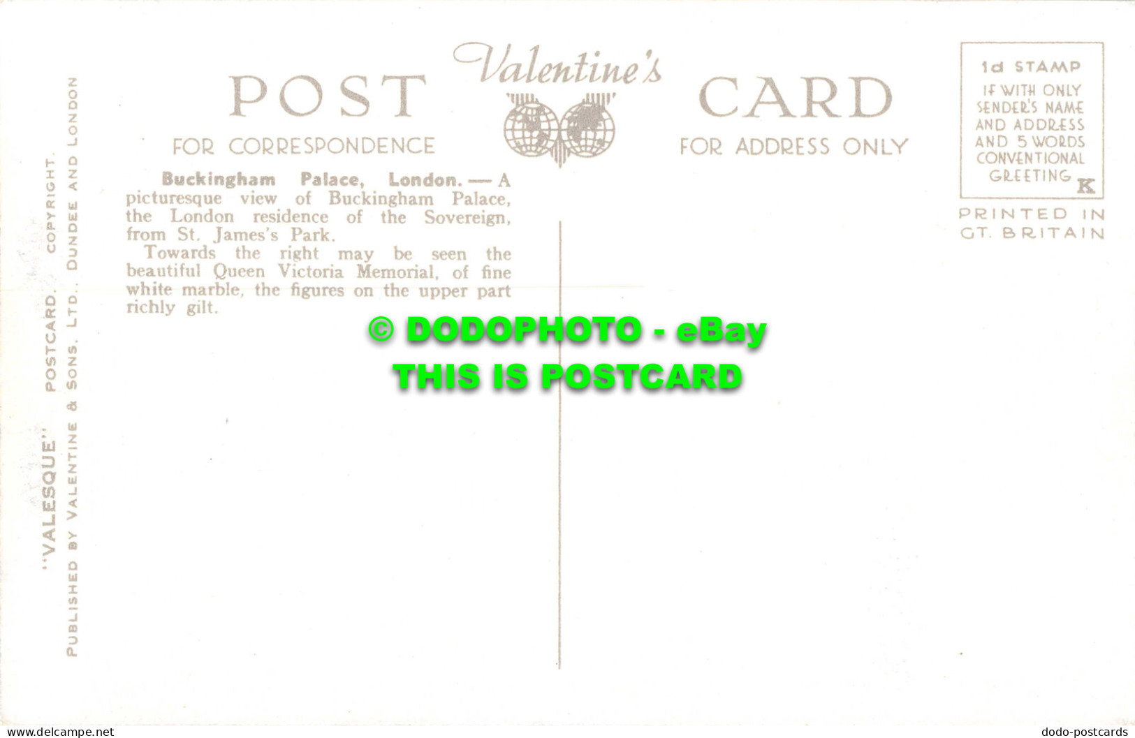 R537363 London. Buckingham Palace. Valentine. Valesque - Other & Unclassified