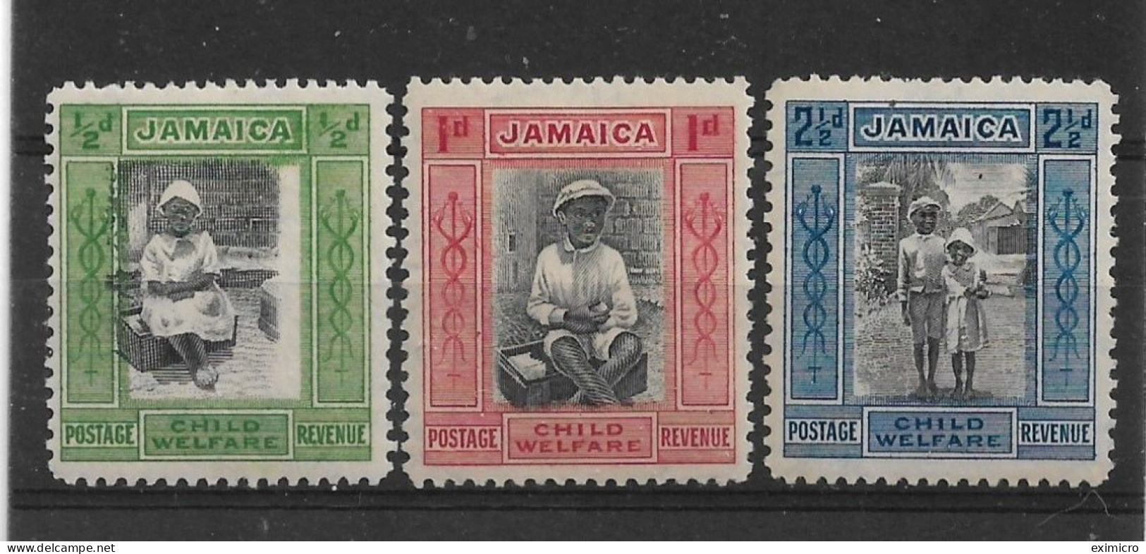 JAMAICA 1923 CHILD WELFARE SET SG 107/107c MOUNTED MINT Cat £25 - Giamaica (...-1961)