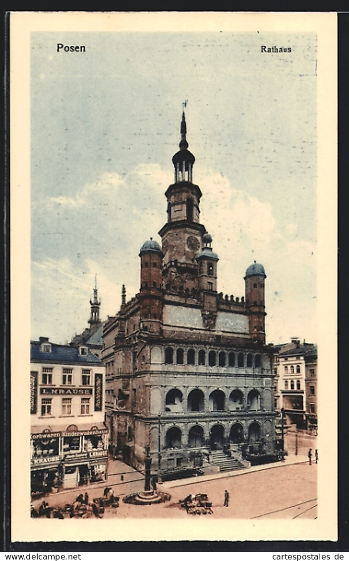 AK Posen, Rathaus Mit Denkmal  - Posen