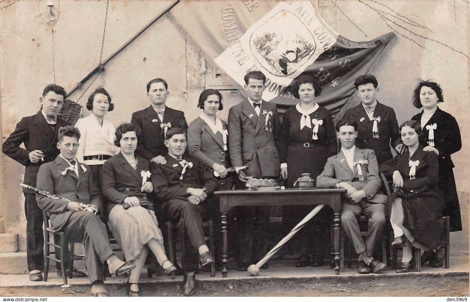 Commune De DOMSURE (Ain) - Les Conscrits De La Classe 1934 - Carte-Photo Helgen à Bourg - Ohne Zuordnung