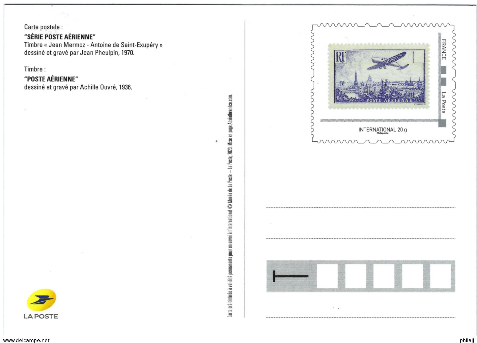 Carte Postale (reprise Du N° PA44 Poste Aérienne) Jean Mermoz-Antoine De Saint Exupéry-TVP International Reprise PA N°10 - Prêts-à-poster: Other (1995-...)