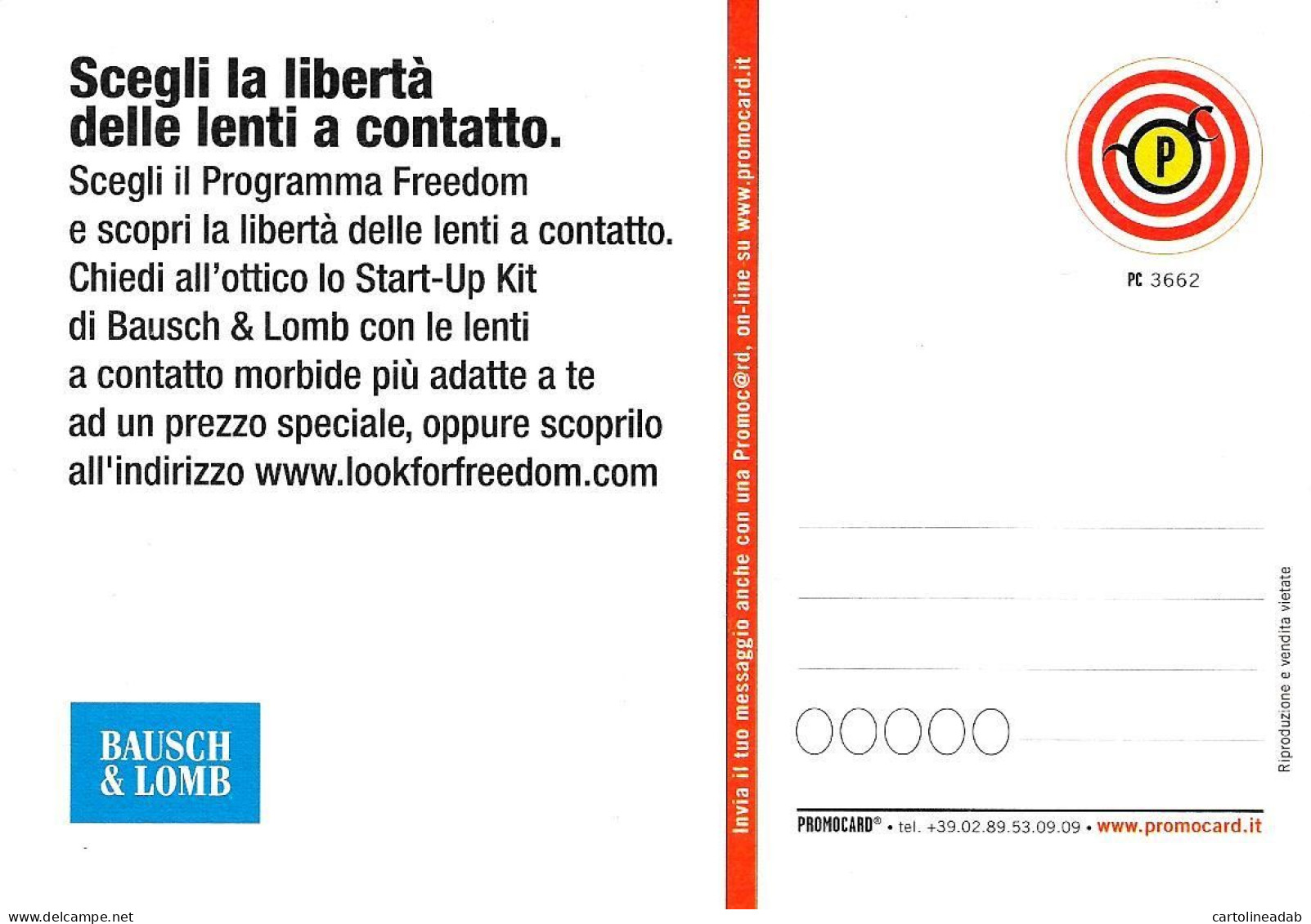 [MD9541] CPM - BAUSCH & LOMB SCEGLI LA LIBERTA' DELLE LENTI A CONTATTO - PROMOCARD 3662 - PERFETTA - Non Viaggiata - Reclame