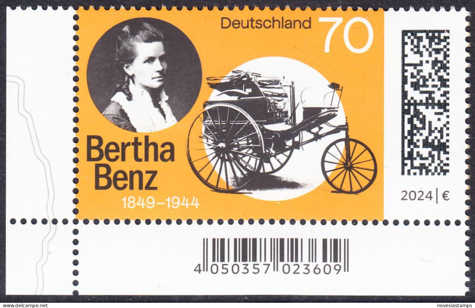 !a! GERMANY 2024 Mi. 3829 MNH SINGLE From Lower Left Corner - Cäcilie Berta Benz, German Automobile Pioneer - Nuevos