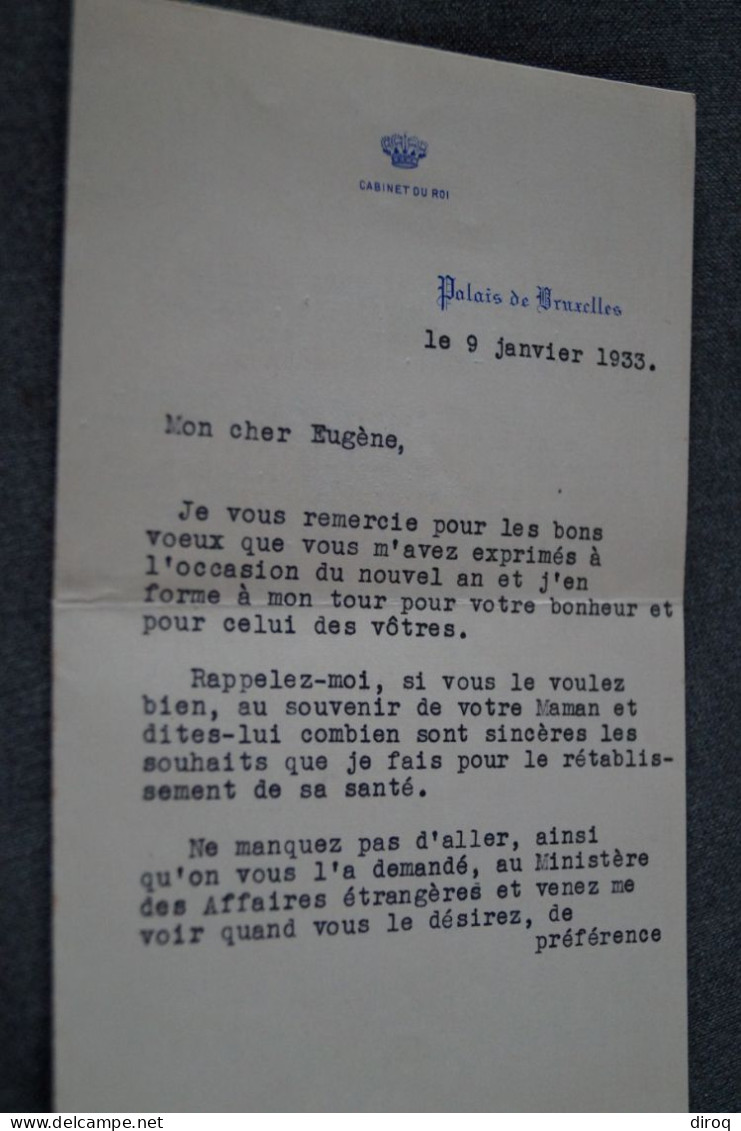 Courrier Original Du Palais Royal,signé, Daté De 1933 - Familles Royales