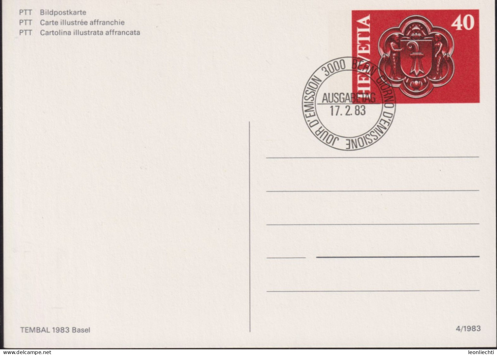 1983 Schweiz Bildpostkarte, Ganzsache Basel - Stamped Stationery