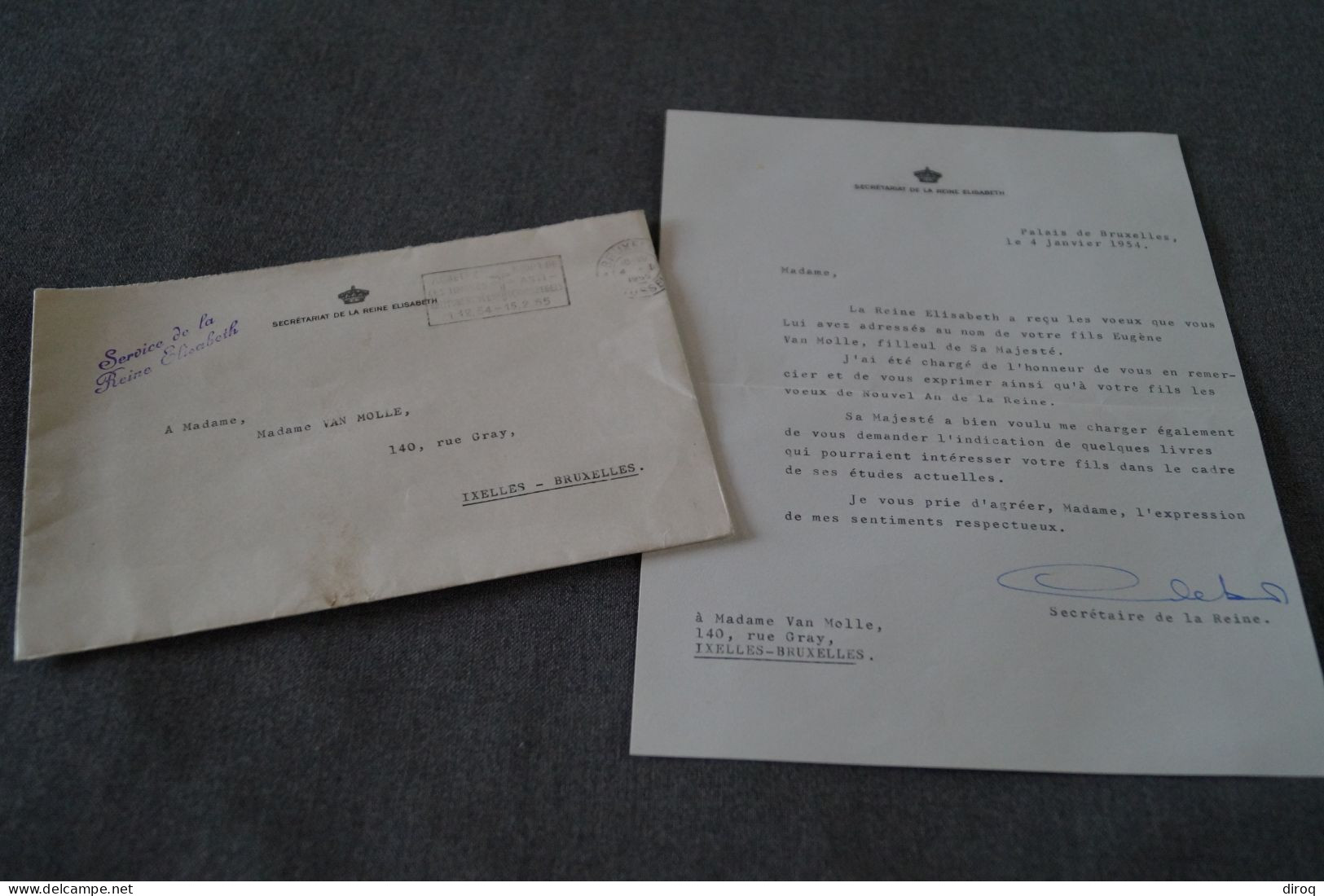 Courrier Original Du Palais Royal,service De La Reine Elisabeth 1955 - Koninklijke Families