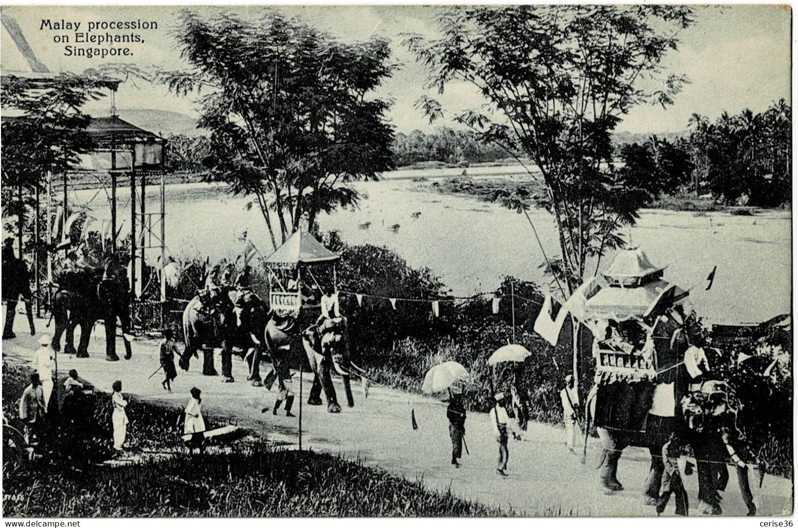 Malay Procession On Elephants Singapore Circulée En 1923 - Singapur