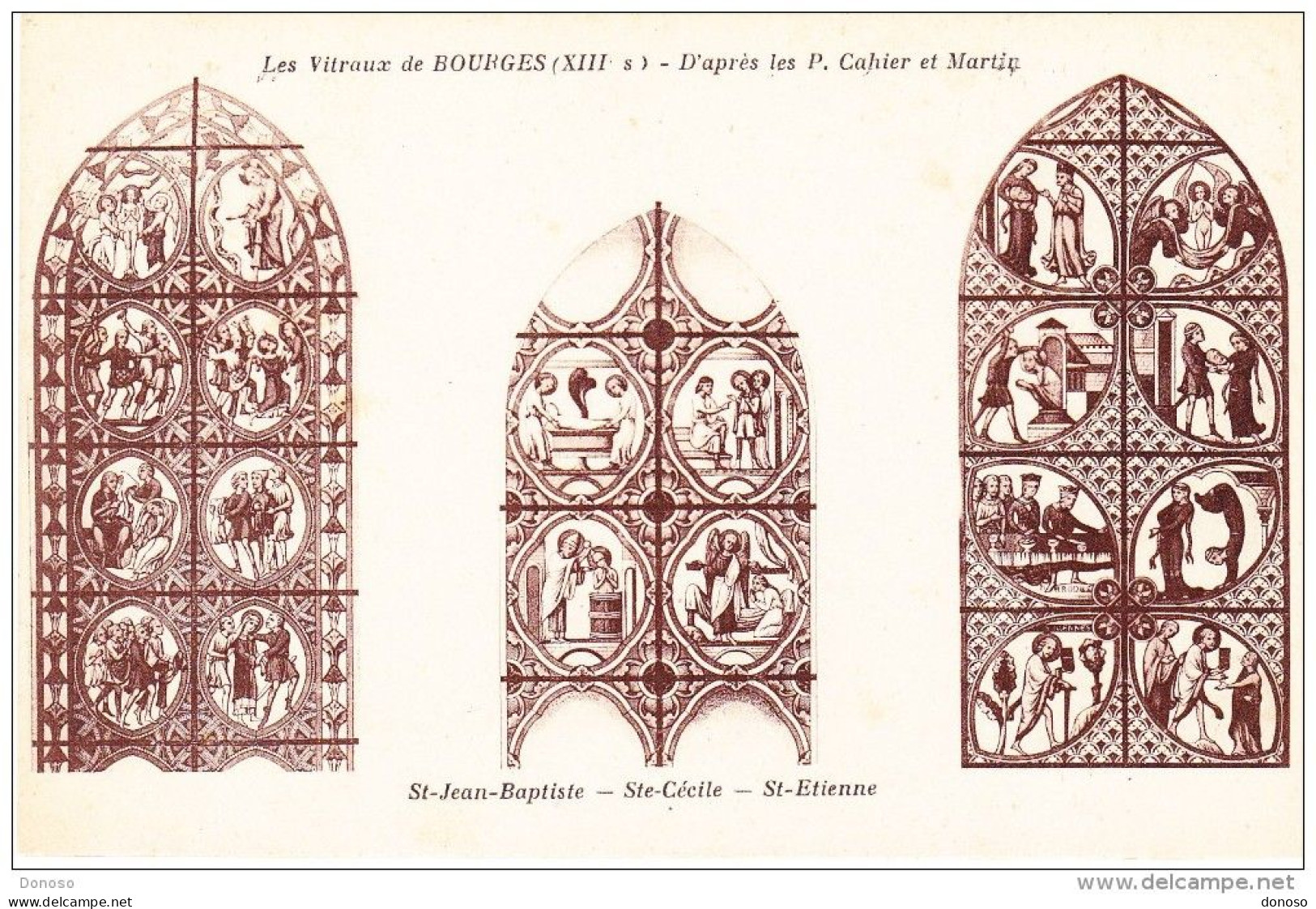 BOURGES Les Vitraux Saint Jean-Baptiste, Sainte Cécile, Saint Etienne D'après Les P.Cahier Et Martin, Neuf - Bourges
