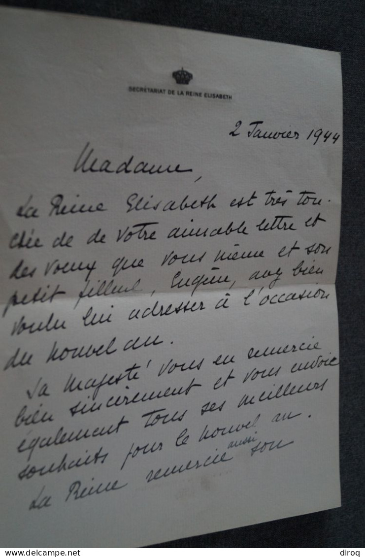 Courrier Original Du Palais Royal,1944,signé - Koninklijke Families