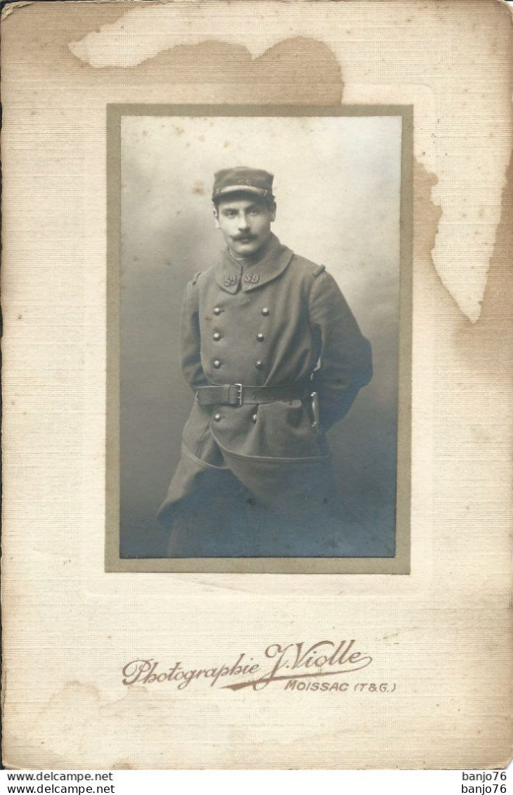 Photo Originale - Portrait Soldat 59è - Par Photographe J. VIOLLE - Moissac - War, Military