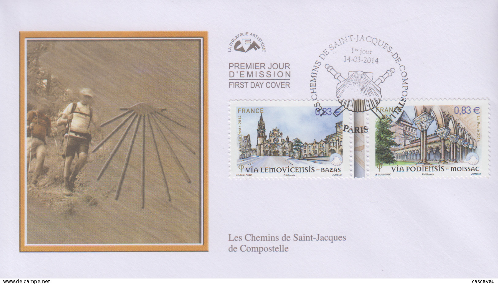 Enveloppe   FDC   1er  Jour    FRANCE   Les  Chemins  De  SAINT  JACQUES  DE  COMPOSTELLE   2014 - 2010-2019