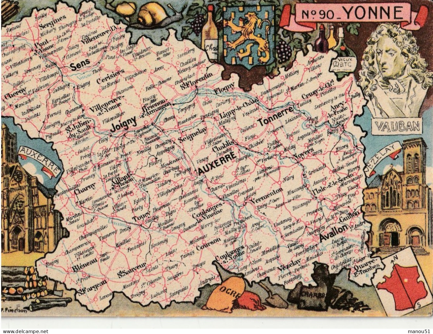 YONNE  Carte Du Département BLONDEL La ROUGERY - Autres & Non Classés