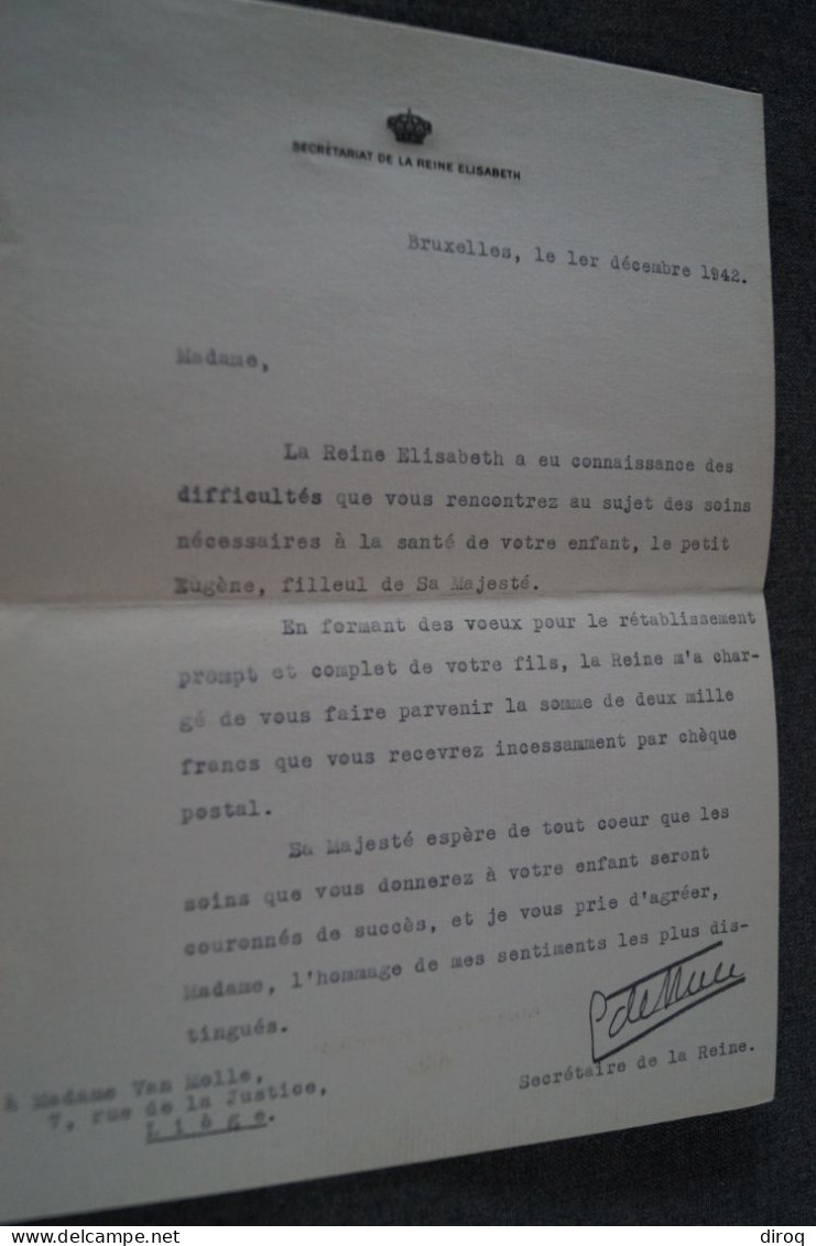 Courrier Original Du Palais Royal,1942 - Familles Royales