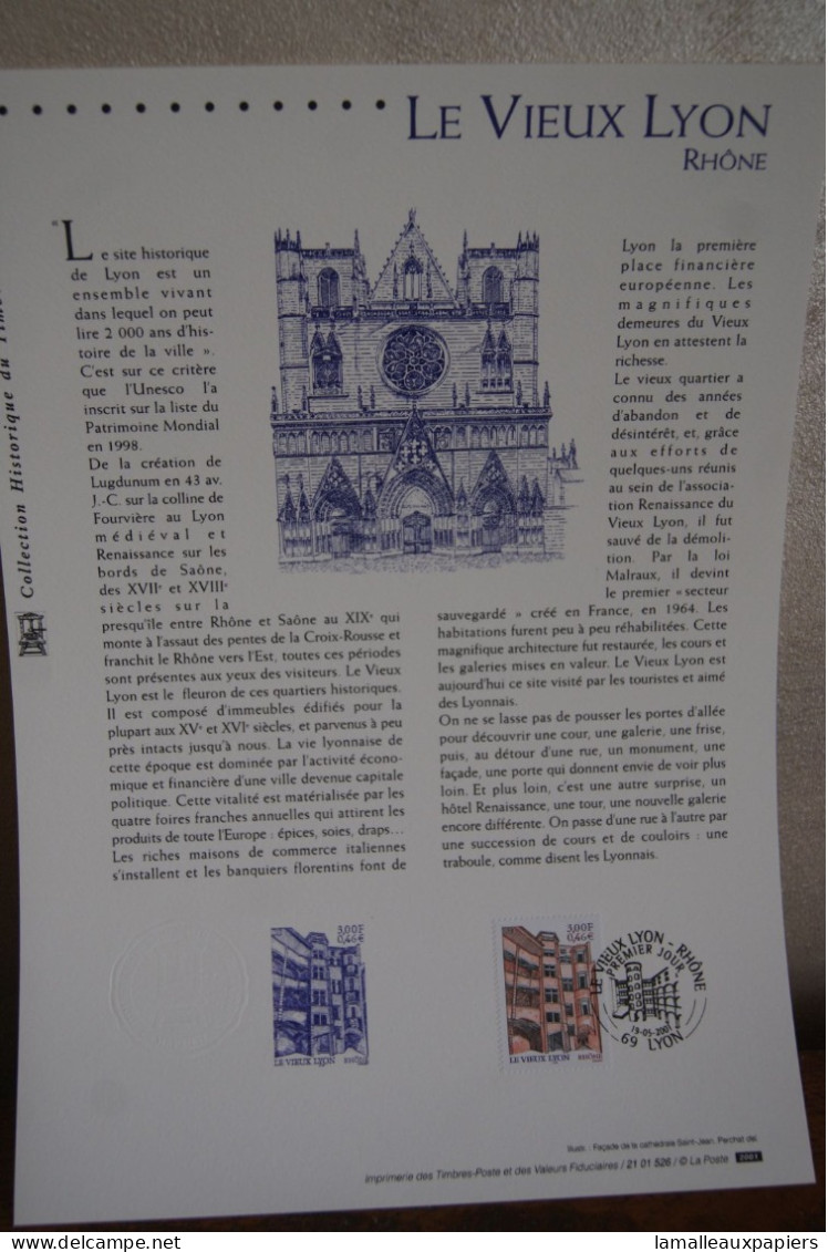 Le Vieux Lyon : Collection Historique Du Timbre Poste Français (2001) 1e JOUR - Geographie