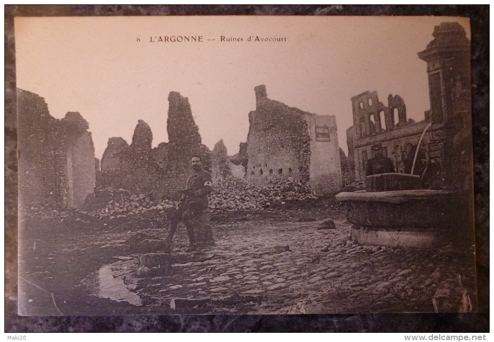 (55). AVOCOURT. L'ARGONNE. LOT DE 2 CARTES. RUINES GUERRE 1914-18.ECRITES EN 1916. - Autres & Non Classés