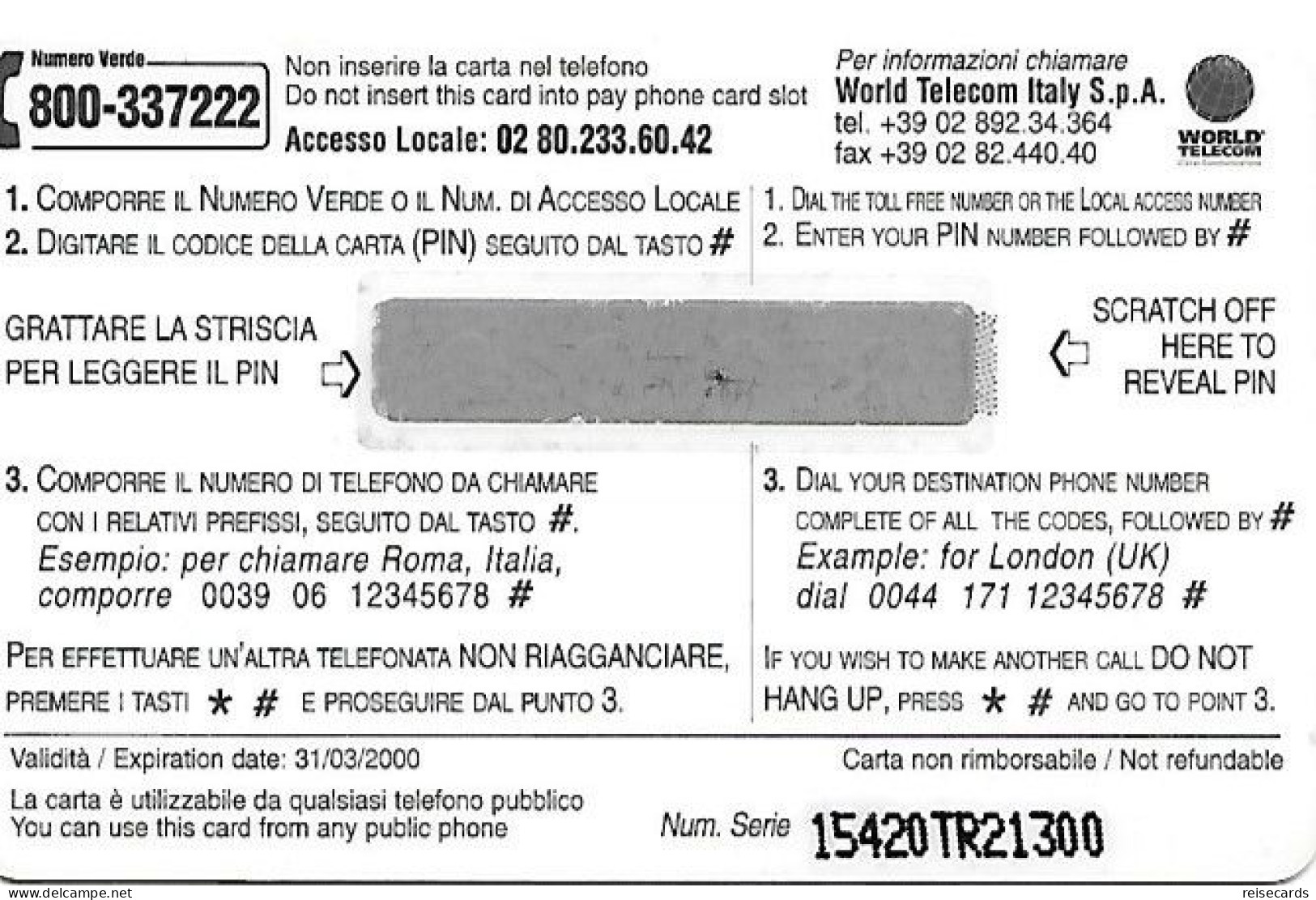 Italy: Prepaid World Telecom - Vaticano, Cattedrale Di San Pietro - [2] Sim Cards, Prepaid & Refills