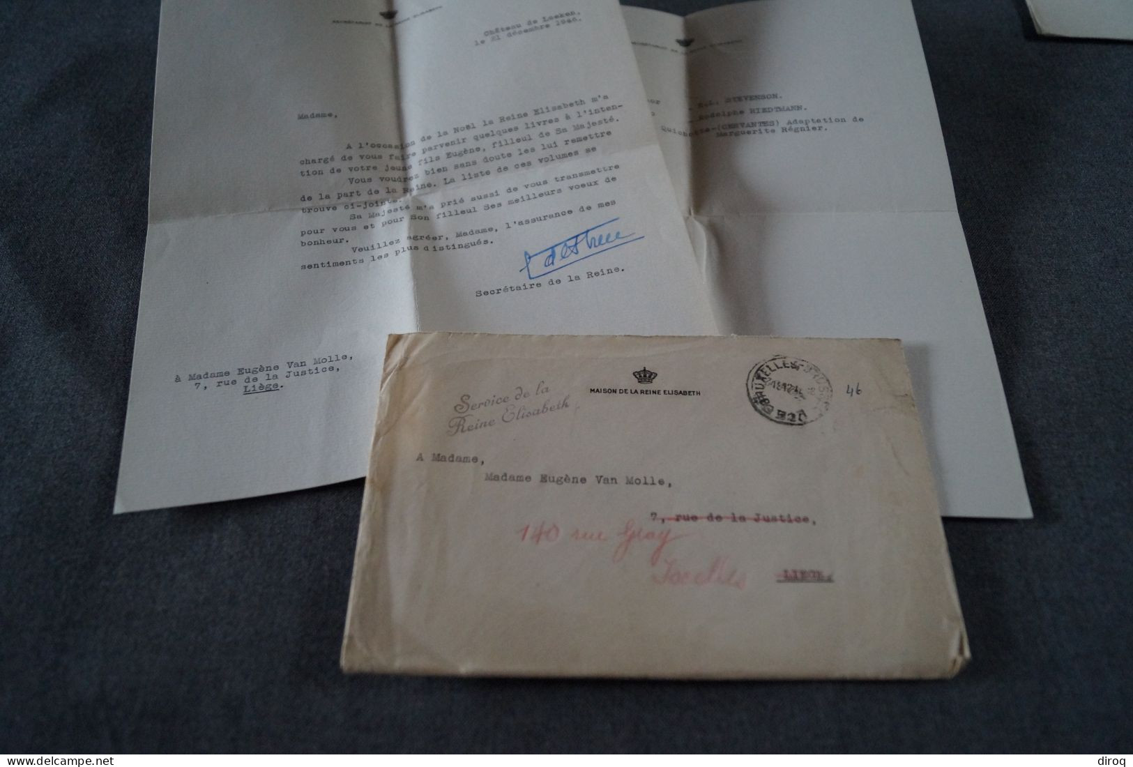 Courrier Original Du Palais Royal,1946 Avec Cachet De Cire - Koninklijke Families