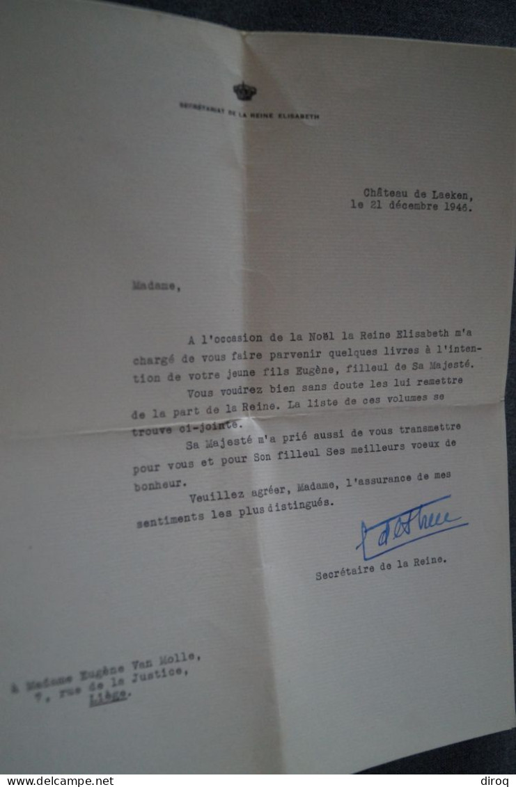 Courrier Original Du Palais Royal,1946 Avec Cachet De Cire - Königliche Familien