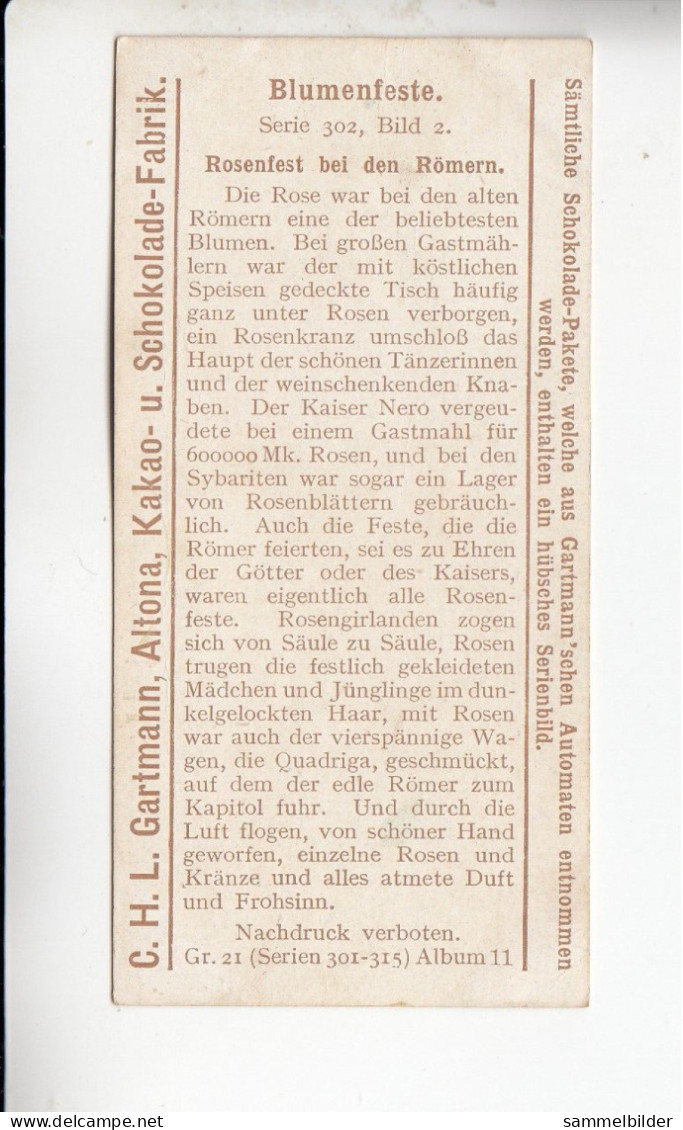 Gartmann Blumenfeste Rosenfest Bei Den Römern     Serie 302 #2 Von 1909 - Altri & Non Classificati