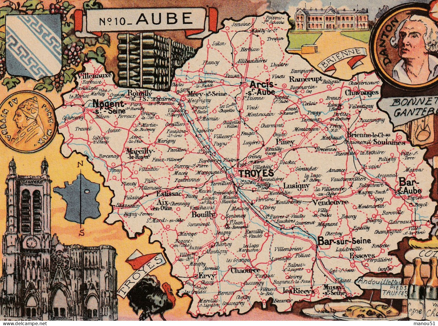 AUBE  Carte Du Département BLONDEL La ROUGERY - Other & Unclassified