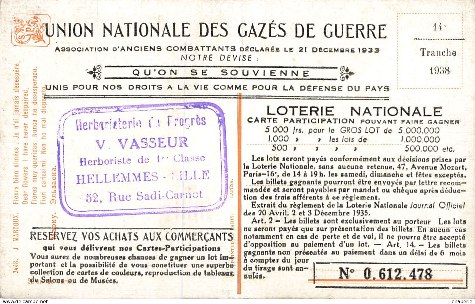 C675 Fantaisie Union Nationale Des Gazés De Guerre - Sonstige & Ohne Zuordnung