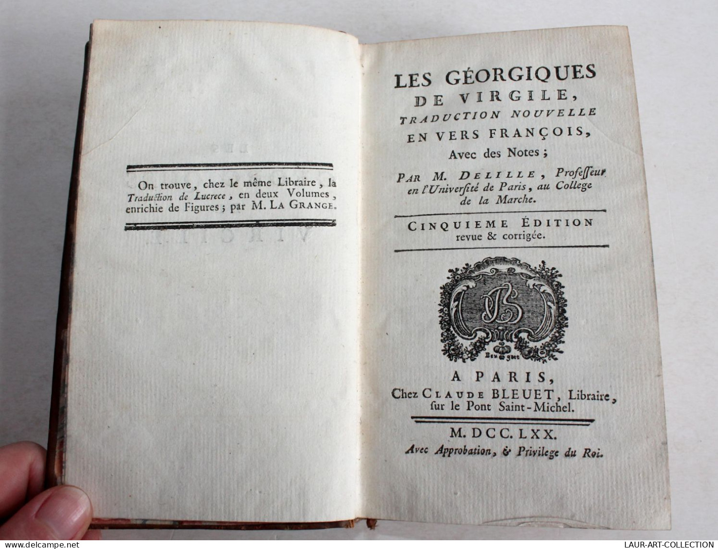 LES GEORGIQUES DE VIRGILE TRADUCTION EN VERS FRANCOIS De DELILLE 1770 En LATIN Et FRANCAIS, LIVRE XVIIIe SIECLE (2204.1) - 1701-1800
