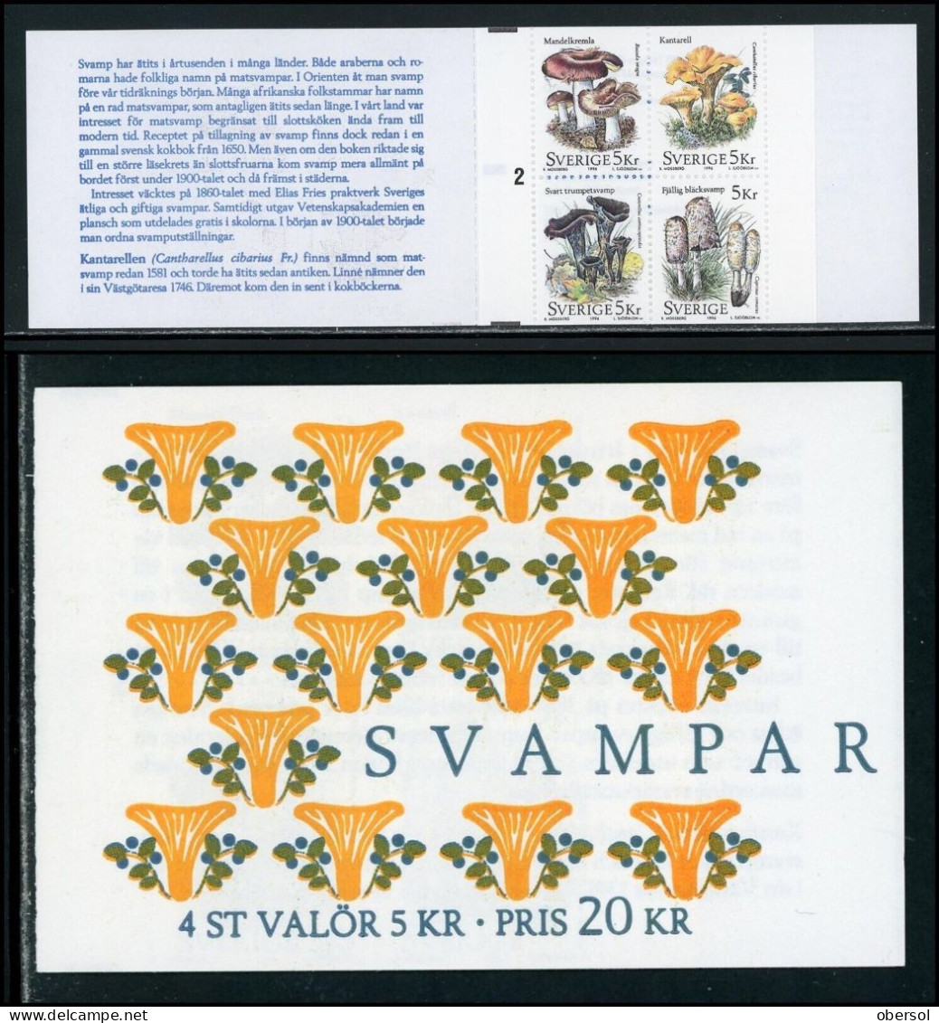 Sweden 1996 Mushrooms Cplt. Booklet  2190a MNH - Nuevos