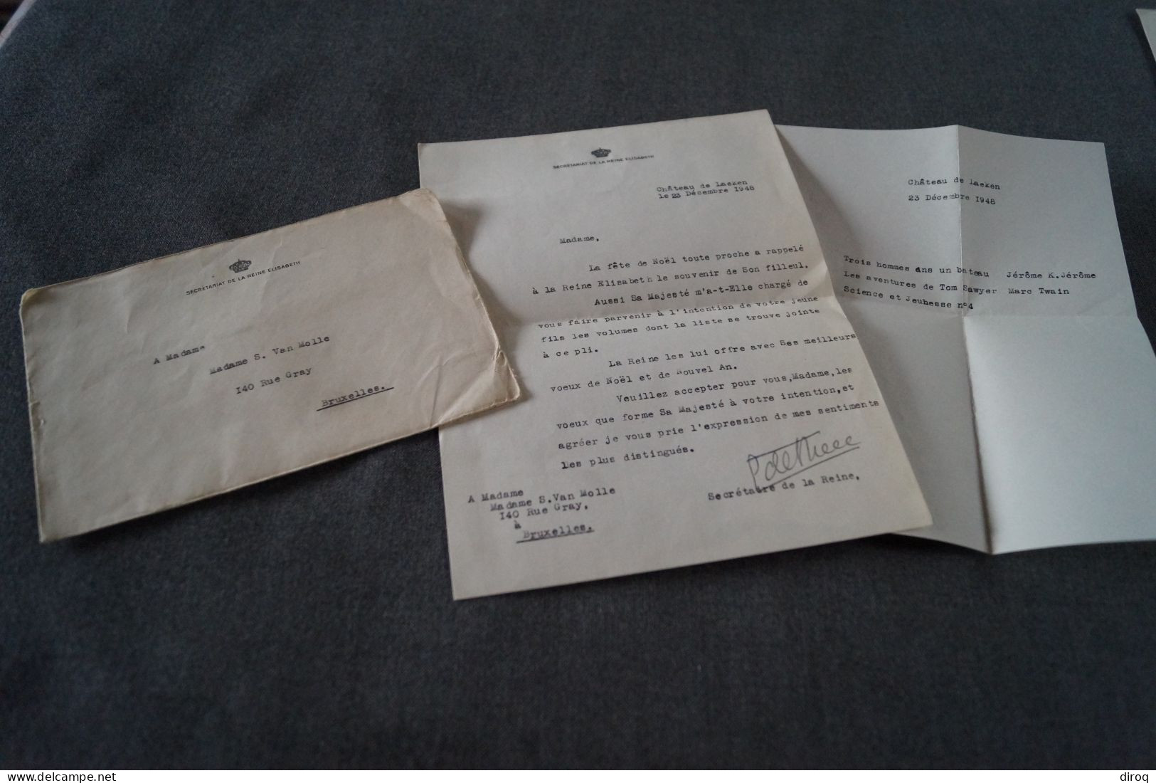 Courrier Original Du Palais Royal,1948 Avec Cachet De Cire - Royal Families