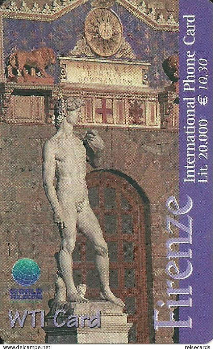 Italy: Prepaid World Telecom - Firenze, Statua Del David, Michelangelo - [2] Handy-, Prepaid- Und Aufladkarten