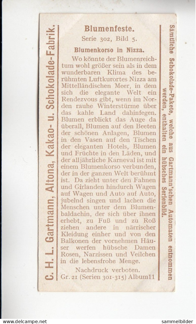 Gartmann Blumenfeste Blumenkorso In Nizza     Serie 302 #5 Von 1909 - Other & Unclassified