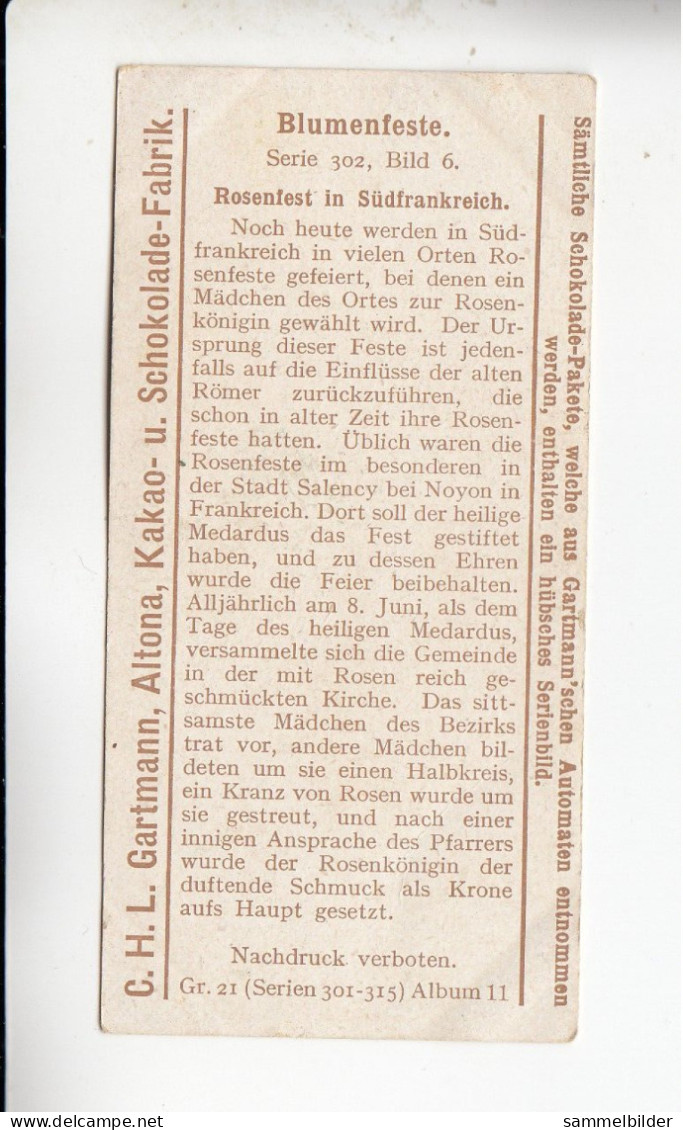 Gartmann Blumenfeste Rosenfest In Südfrankreich      Serie 302 #6 Von 1909 - Autres & Non Classés