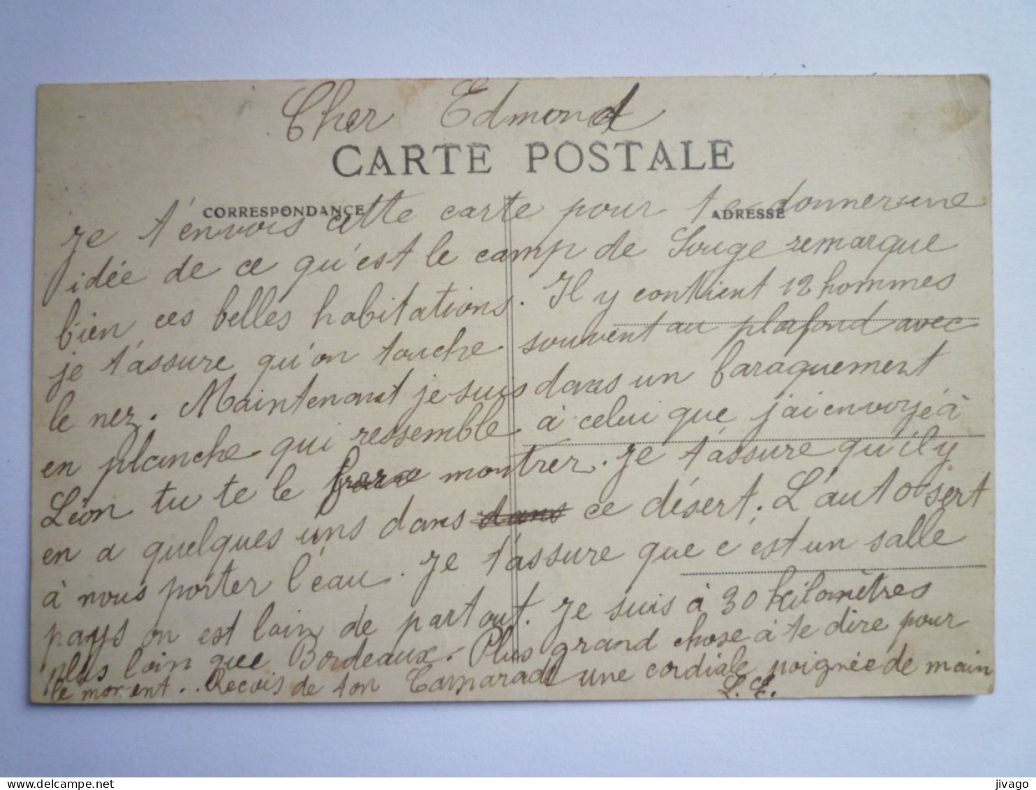 2024 -1581  CAMP De SOUGES  (Gironde)  :  L'eau Potable Amenée Par Réservoir Automobile   XXX - Sonstige & Ohne Zuordnung