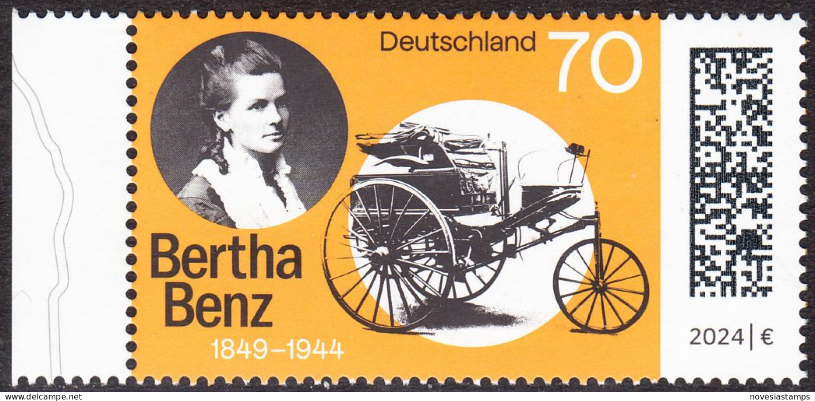 !a! GERMANY 2024 Mi. 3829 MNH SINGLE W/ Left Margin (a) - Cäcilie Berta Benz, German Automobile Pioneer - Nuevos