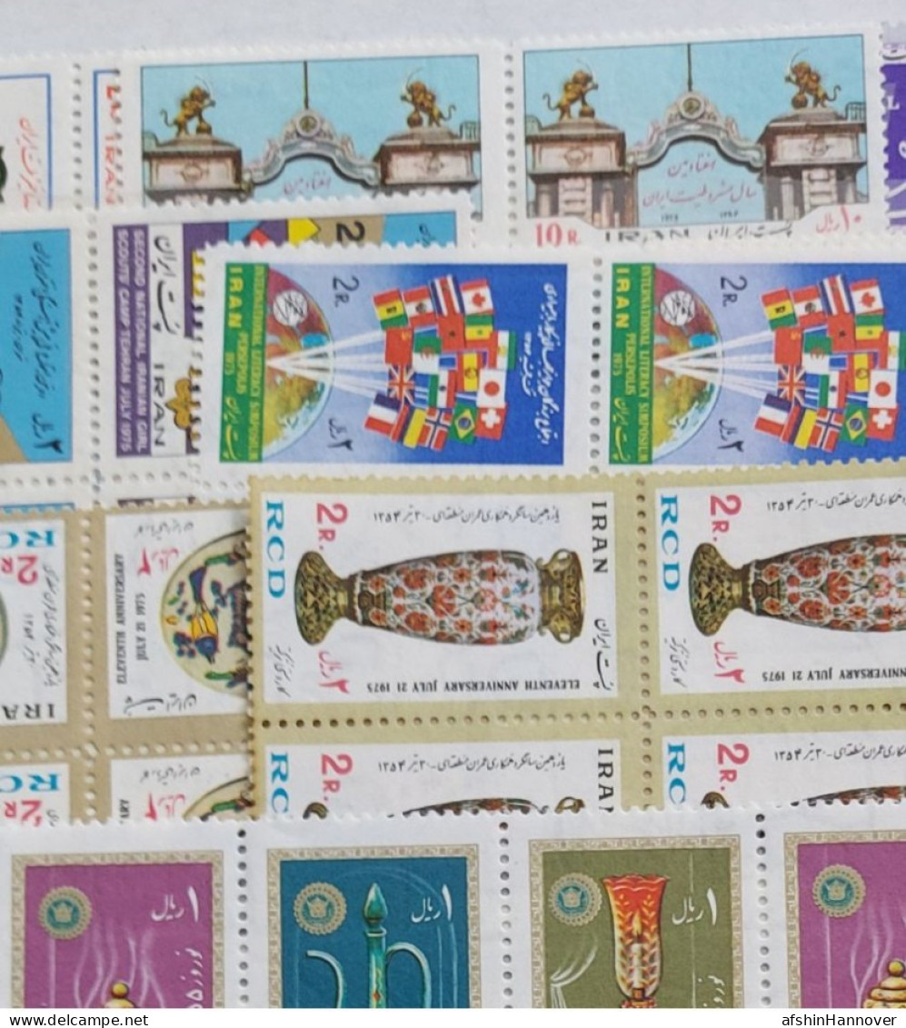 Iran Shah Pahlavi Shah تمام تمبرهای بلوک سال ۱۳۵۴ Commemorative Stamps Issued In Year 1354 (21/3/1975-20/3/1976) - Irán