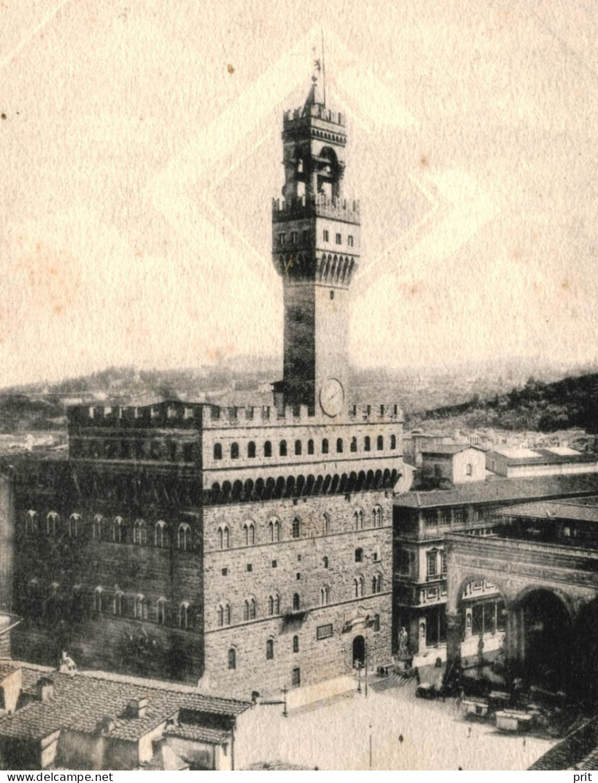 Firenze Palazzo Vecchio Da Or S. Michele Arnolfo Di Cambio 1901 Used Real Photo Postcard - Firenze