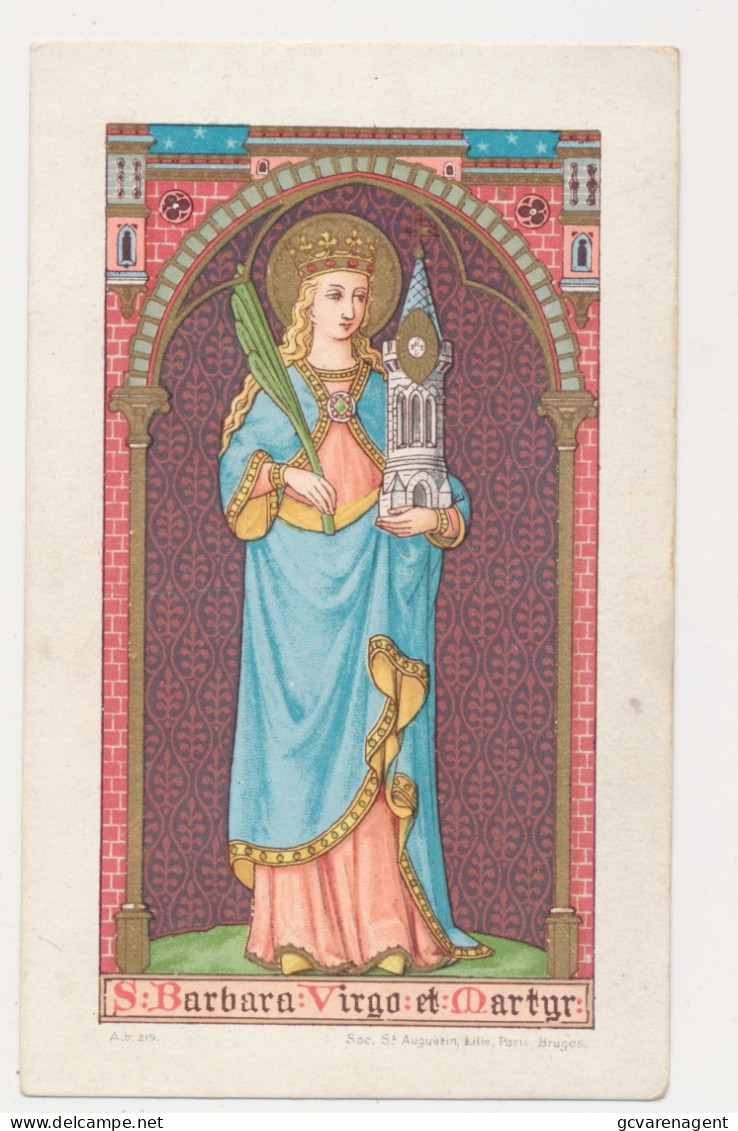 H.PRENTJE , IMAGE PIEUSE.  ==   S.BARBARA. VIRGO ET MARTYR     +-   11 X 7 CM - Devotion Images