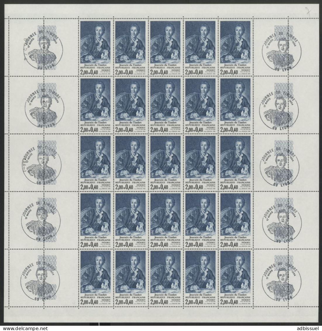 N° 2304 2 Fr Journée Du Timbre 1984 Feuille De 25 Ex. Neufs ** MNH Vendue à La Valeur Faciale Voir Suite - Full Sheets