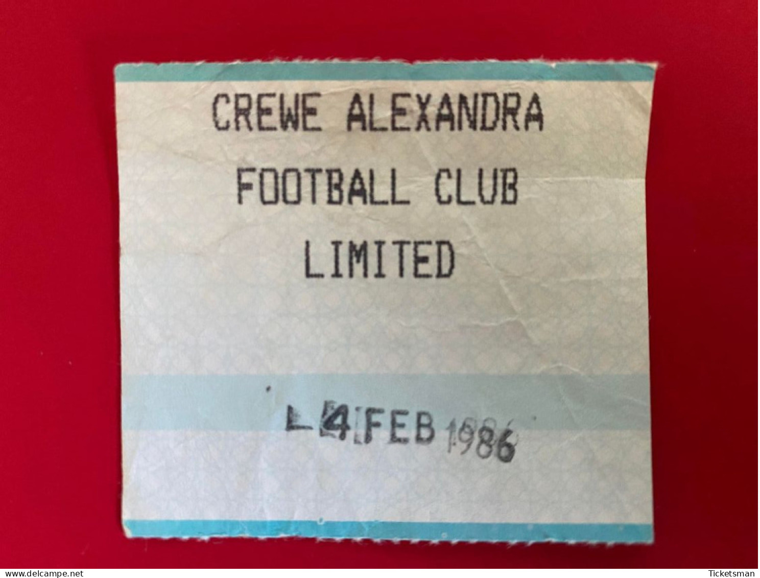 Football Ticket Billet Jegy Biglietto Eintrittskarte Crewe Alexandra FC - Game 04/02/1986 - Tickets - Vouchers