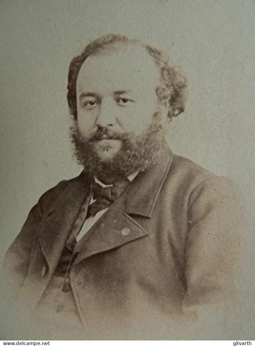 Photo CDV Thierry à Paris  Portrait Homme Barbu (Dédicace Dardenne De La Frougerie ?) Sec. Emp. CA 1865 - L679B - Alte (vor 1900)