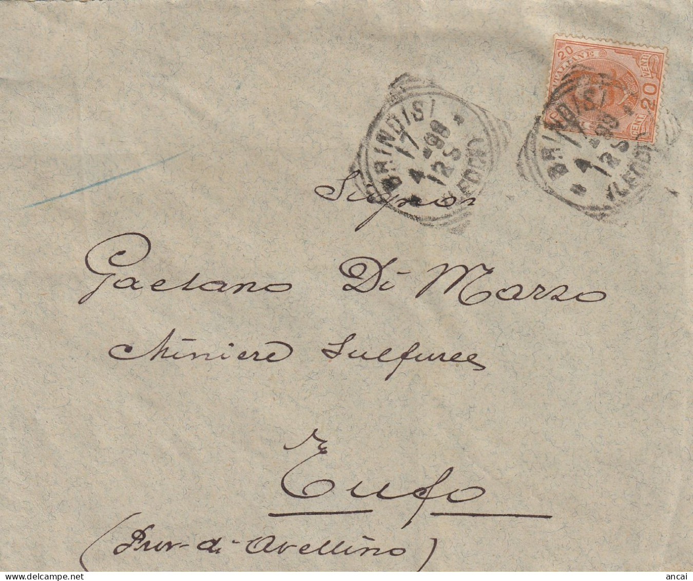 Italy. A204. Brindisi. 1899. Annullo Tondo Riquadrato BRINDISI (LECCE), Su Lettera Senza Testo - Storia Postale