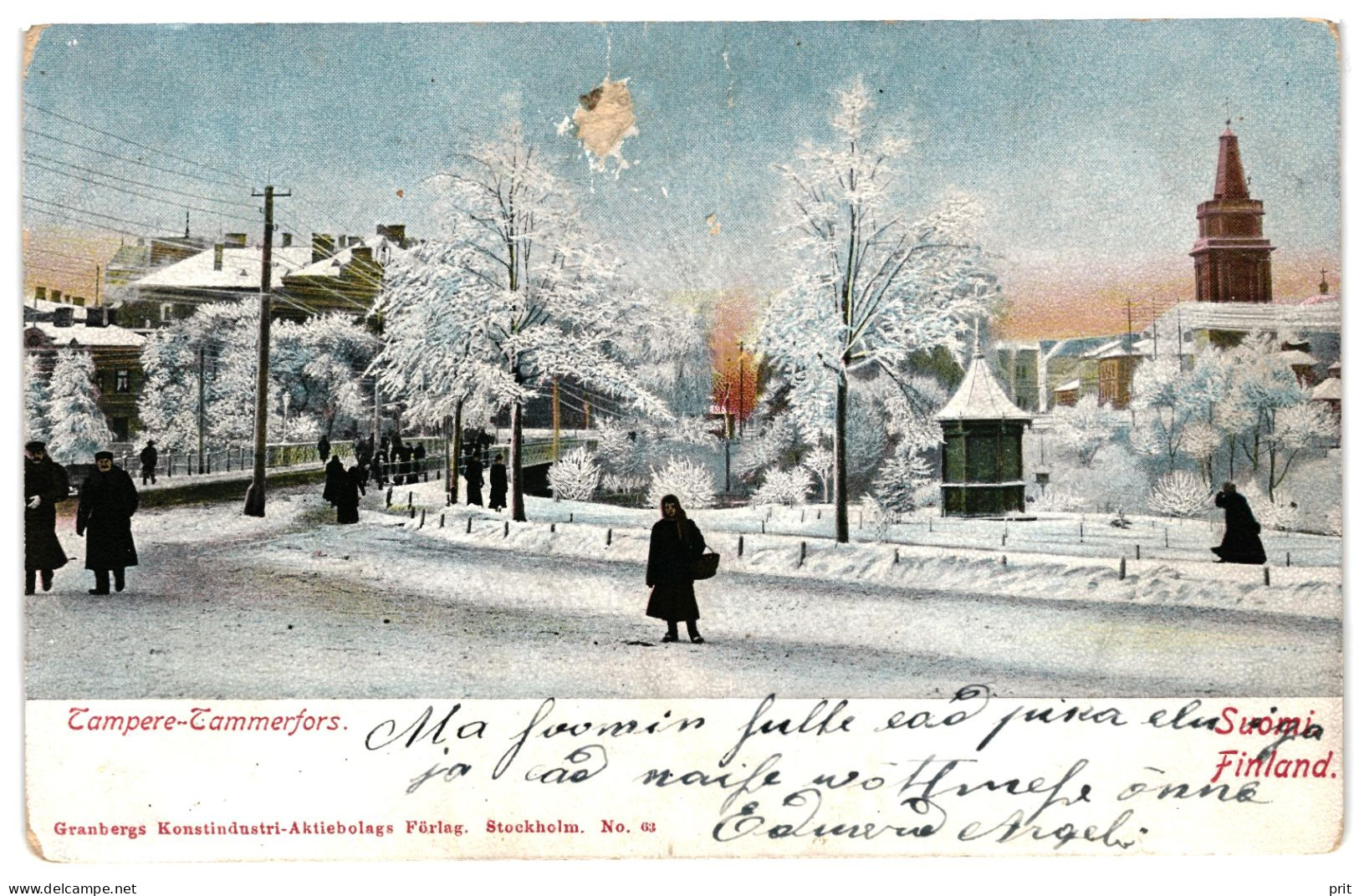 Tampere Tammerfors Winter Street View Snow Finland 1900s Used Postcard. Publisher Granbergs, Stockholm No 63 - Finlande