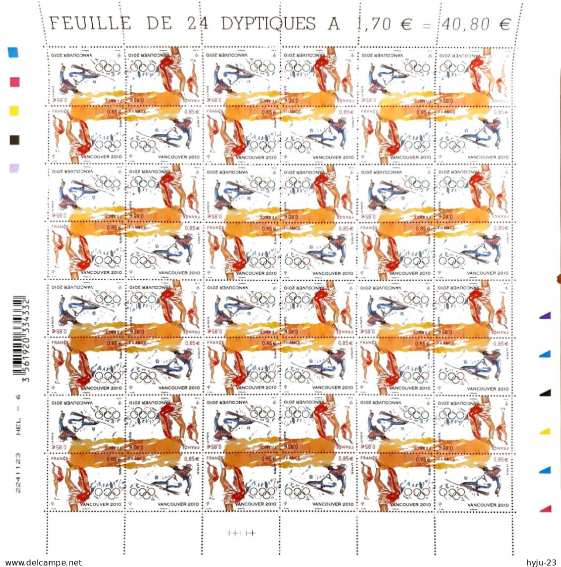 Feuille Complète Jeux Olympiques De Vancouver YT 4436 Et 4437 - Hojas Completas