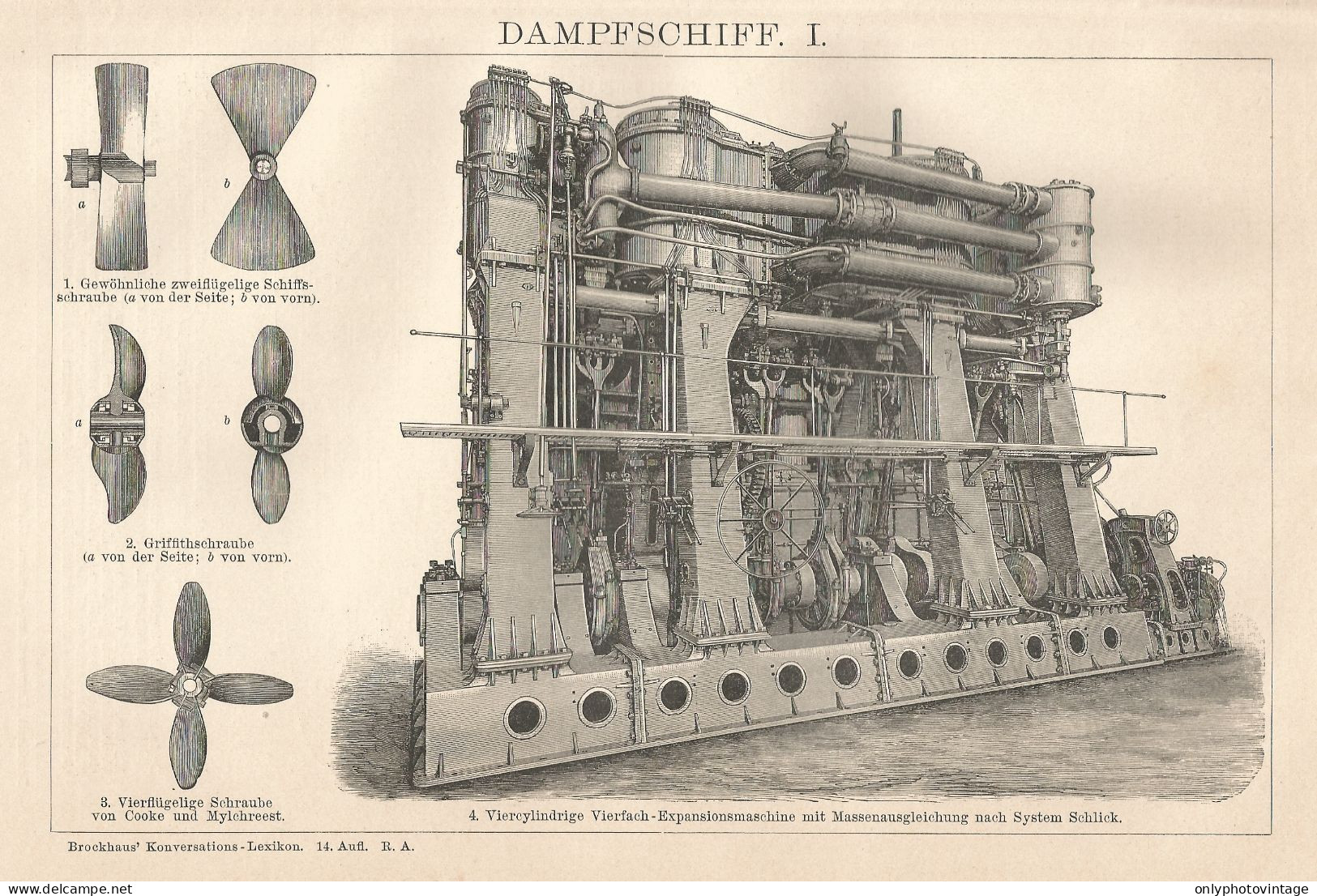 Battello A Vapore - Stampa Antica - 1901 Engraving - Stiche & Gravuren